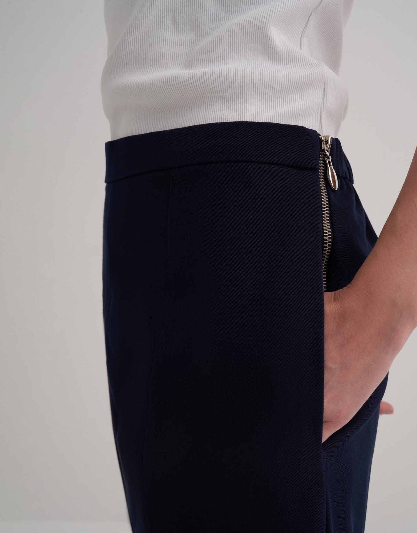 Front Seam Slouchy Trousers Navy Blue