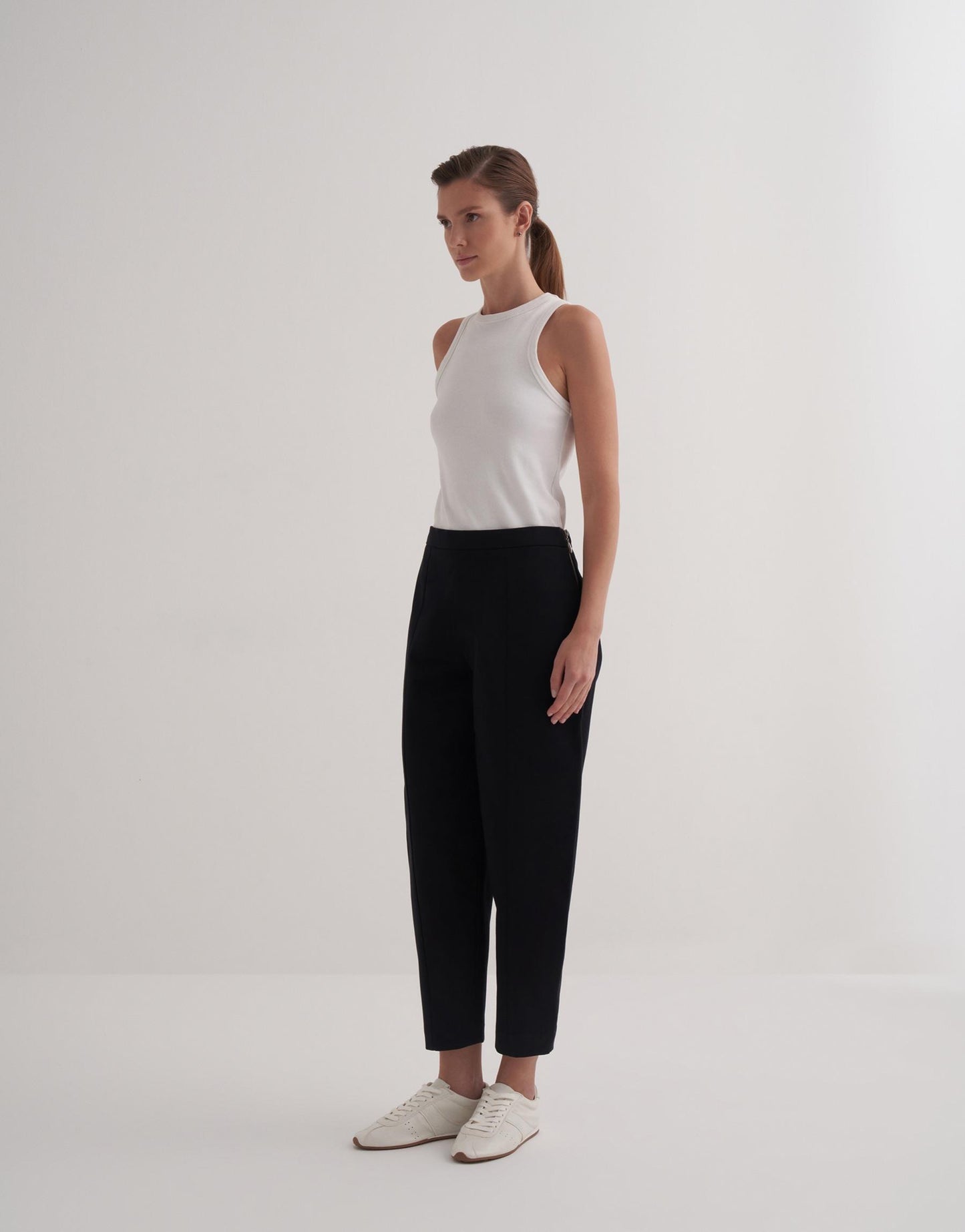 Front Seam Slouchy Trousers Black