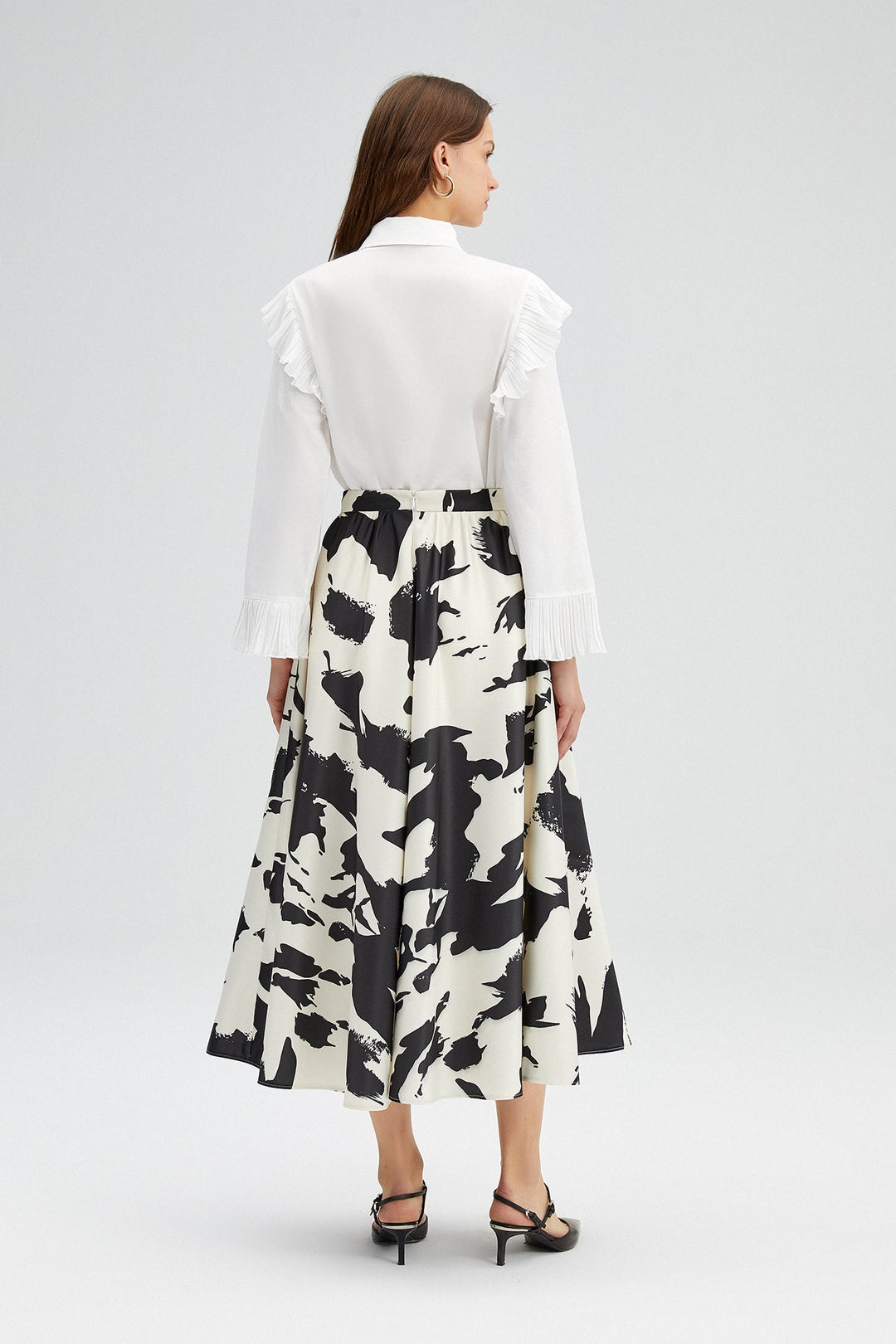 Abstract Monochrome Midi Skirt