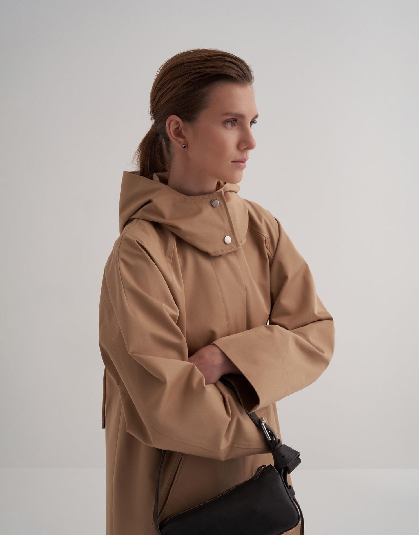 Removable Hooded Trench Coat Camel