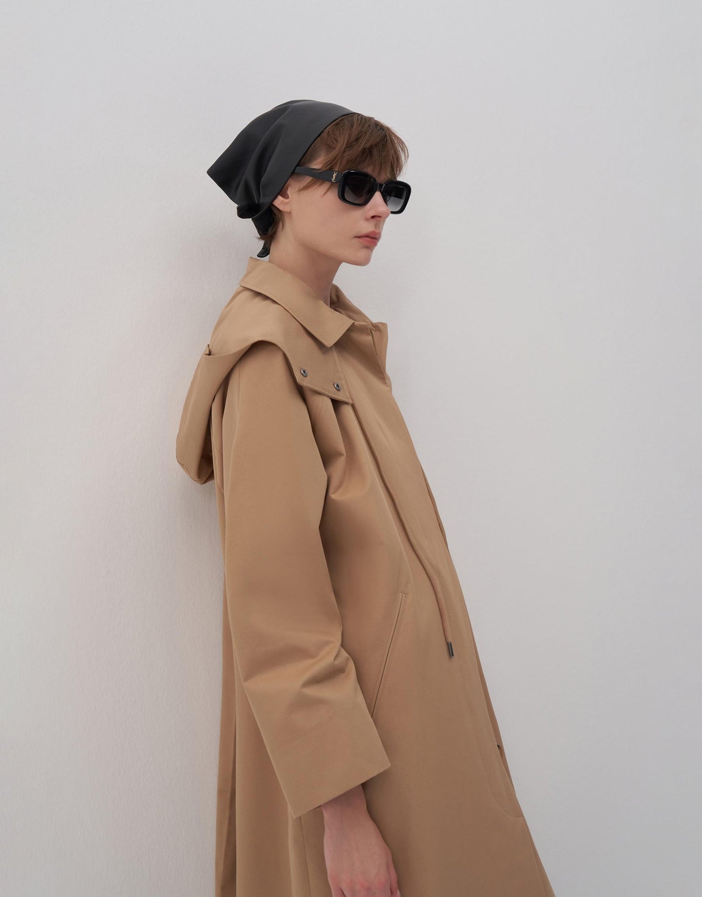 Removable Hooded Trench Coat Camel