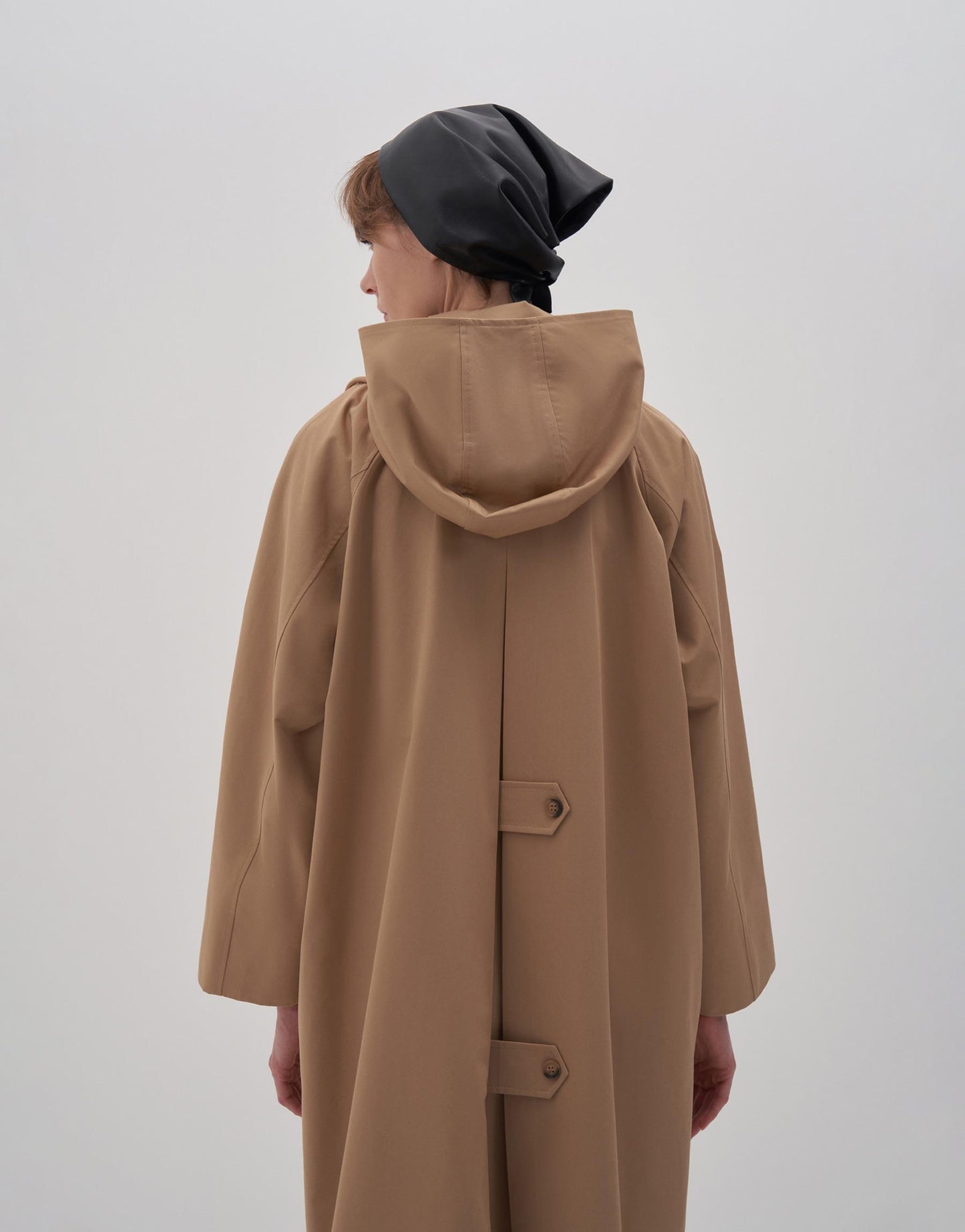 Removable Hooded Trench Coat Camel