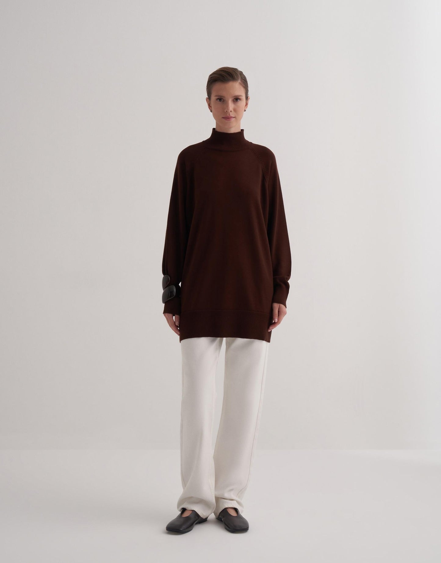 Turtleneck Knitted Sweater Brown