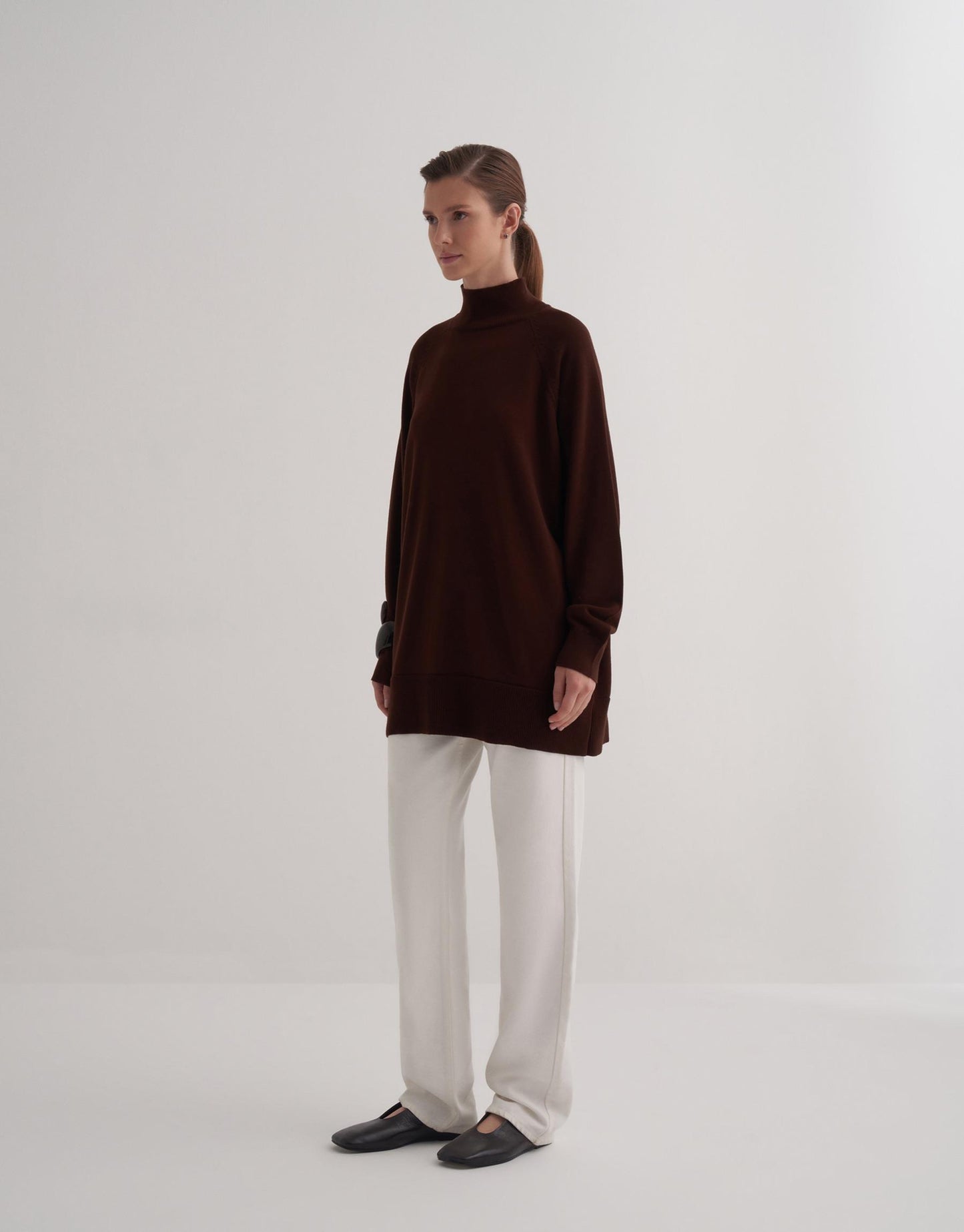 Turtleneck Knitted Sweater Brown