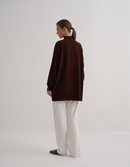 Turtleneck Knitted Sweater Brown