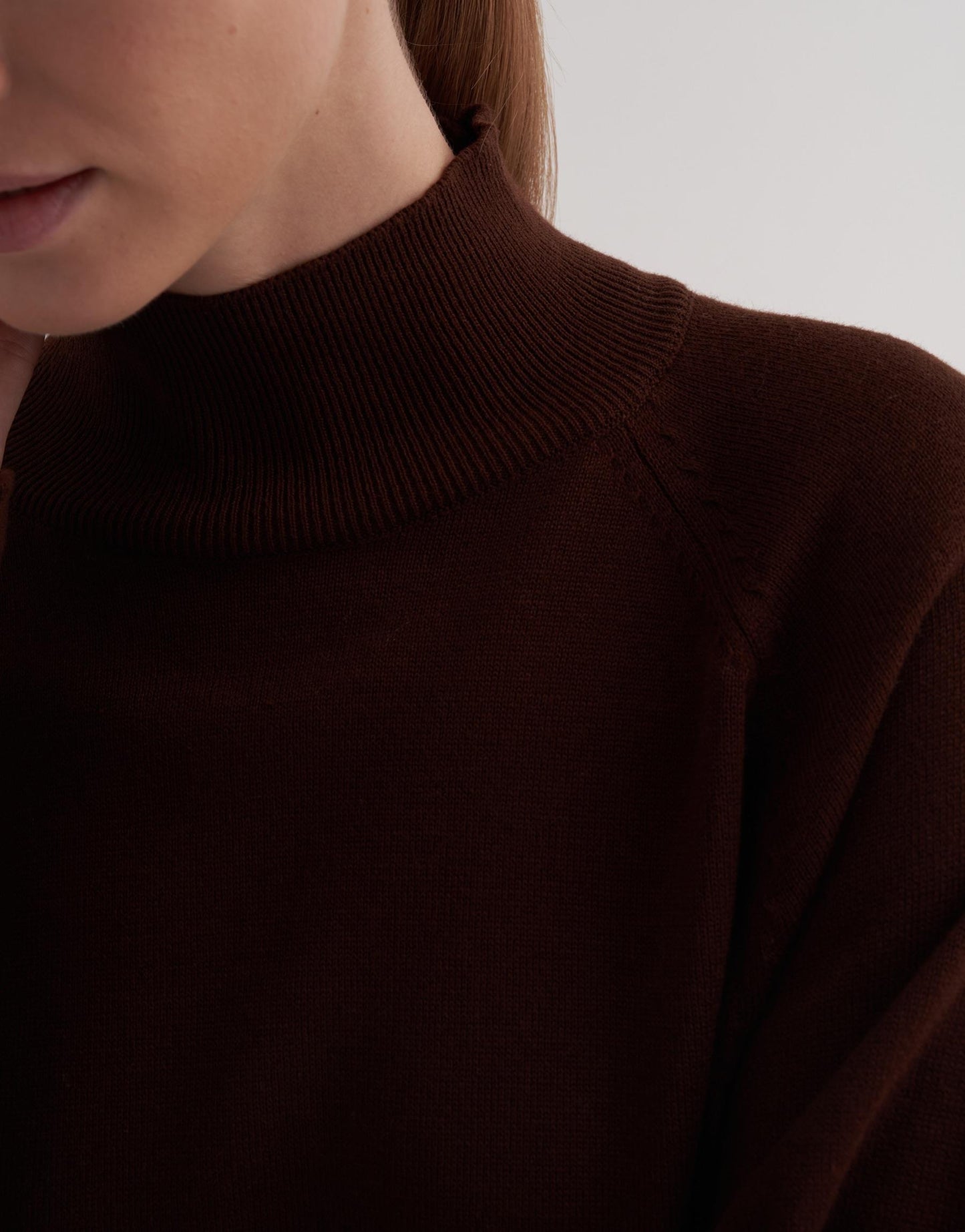 Turtleneck Knitted Sweater Brown