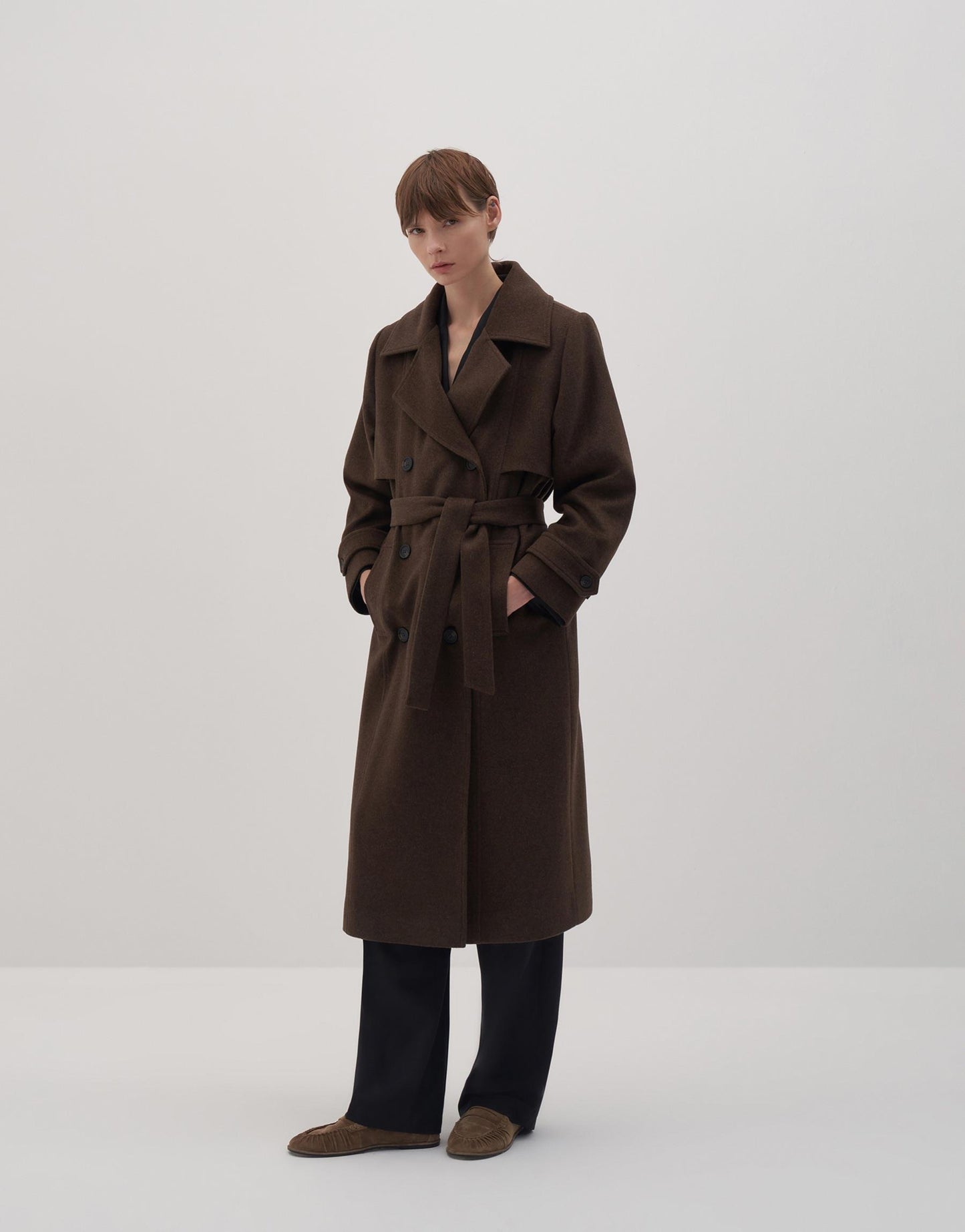 PADDED WOOL COAT BROWN