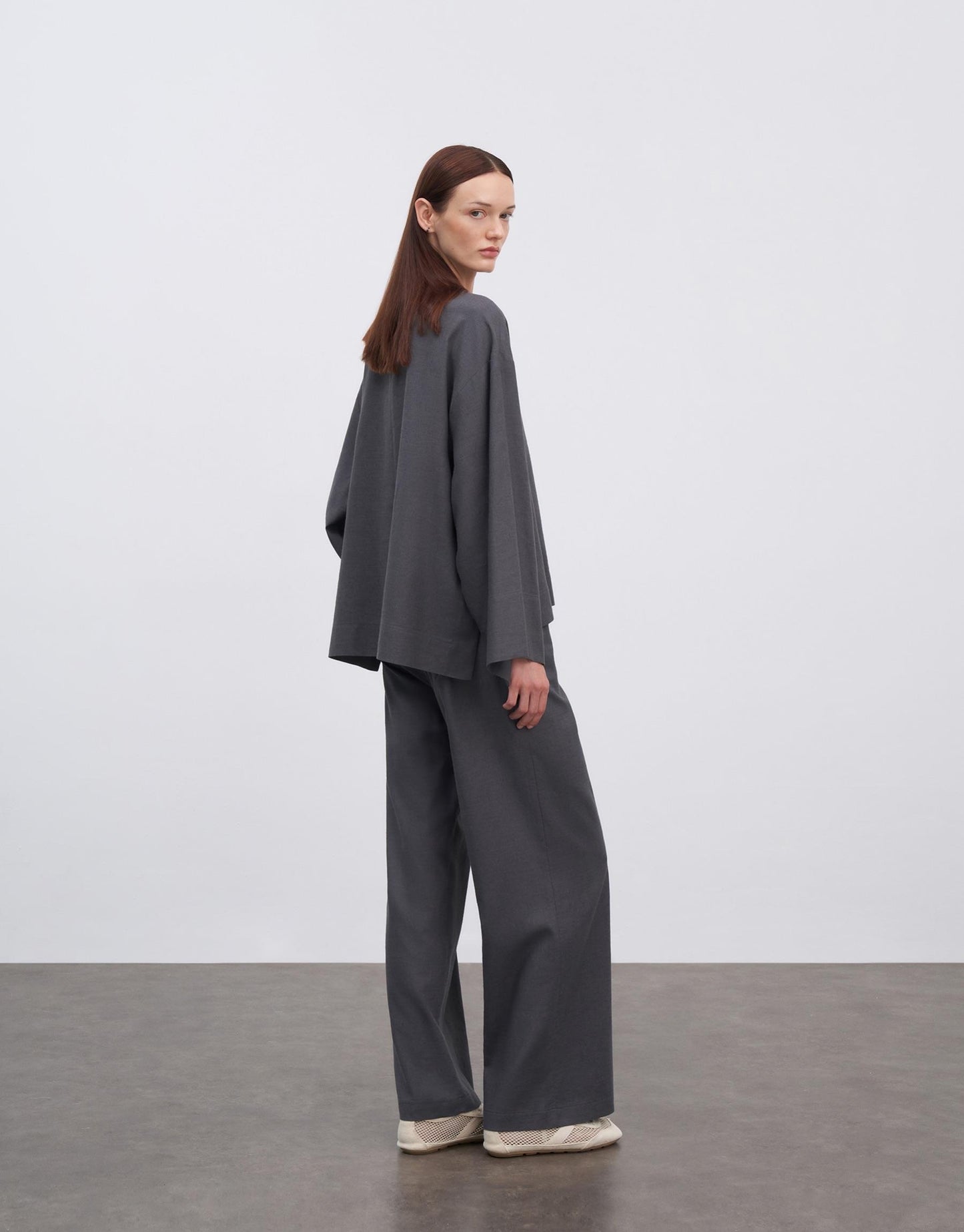 Linen Basic Blouse Anthracite