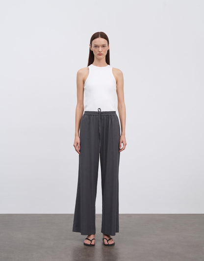 Linen Flowy Trousers Anthracite