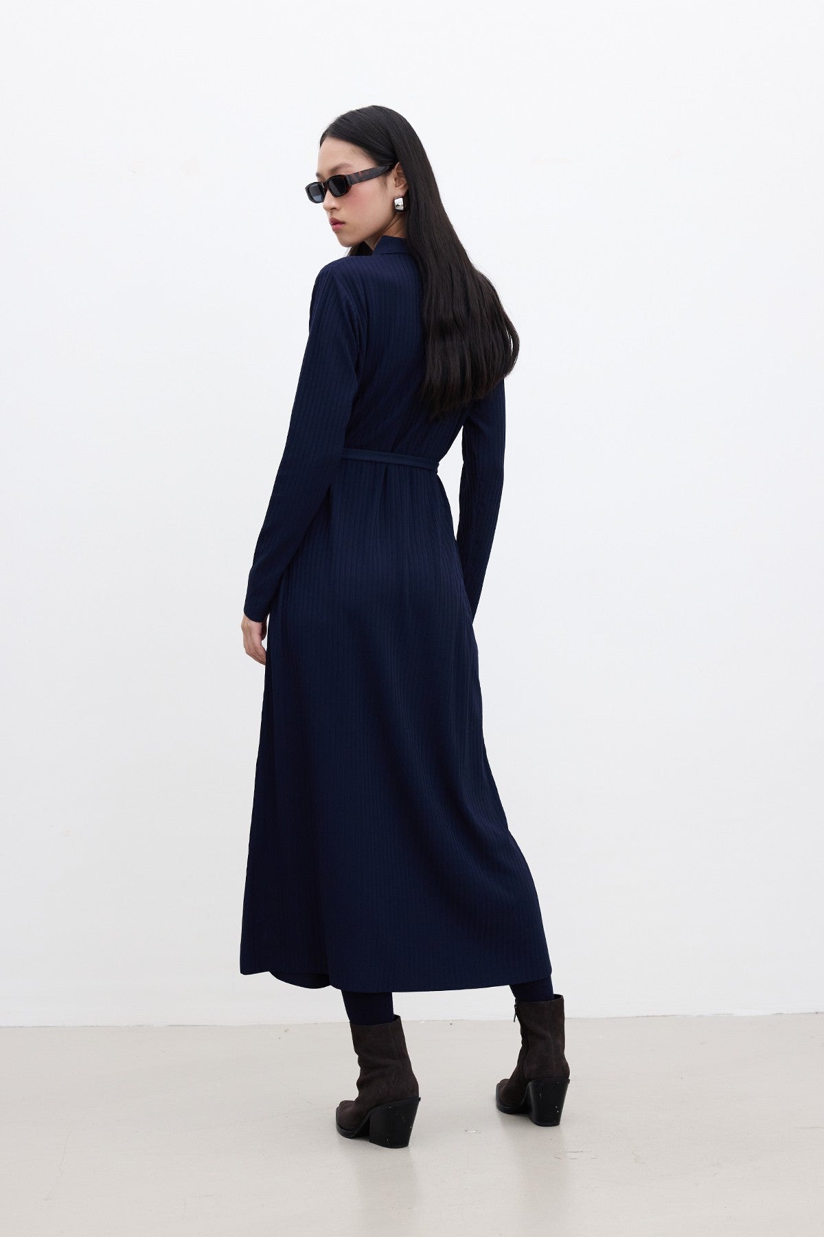 COLLAR KNITWEAR DRESS BLUE