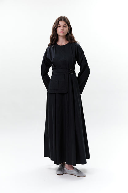 Pocket Belt Detail Dress Midnight Blue