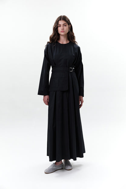 Pocket Belt Detail Dress Midnight Blue