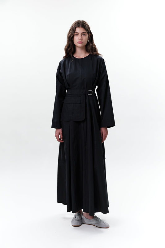 Pocket Belt Detail Dress Midnight Blue
