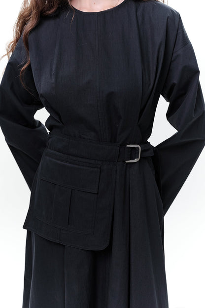 Pocket Belt Detail Dress Midnight Blue