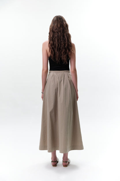 Skirt with Pocket Belt Beige Green