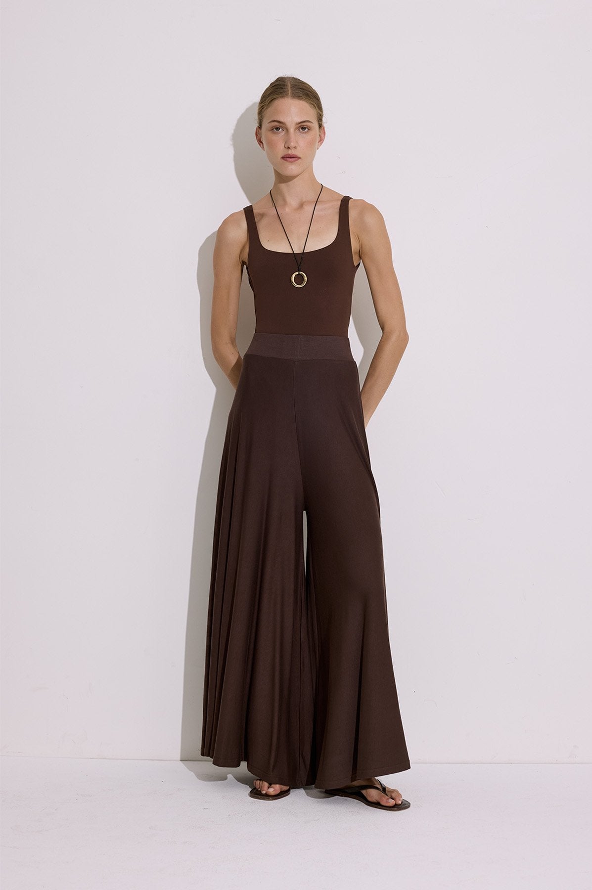 Flowing Comfortable Trousers Brown