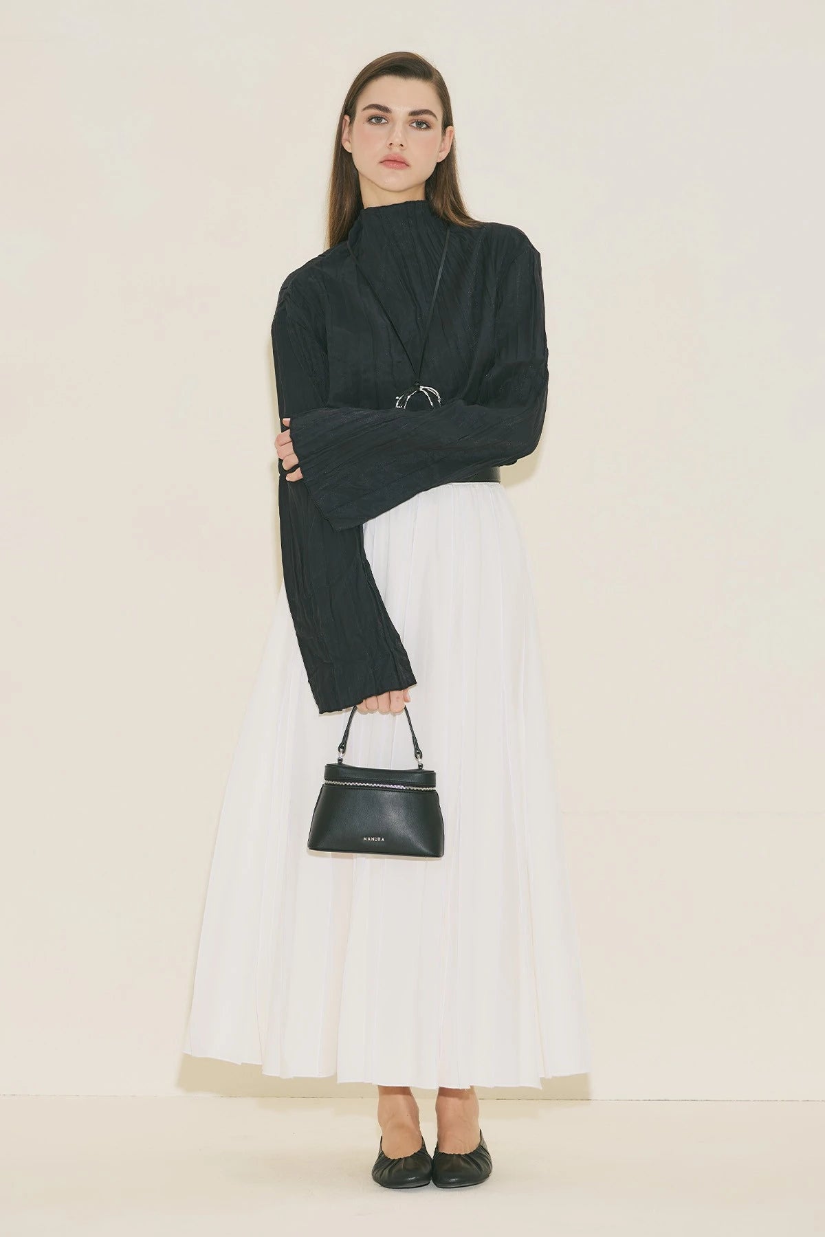 Crush Fabric Blouse Black