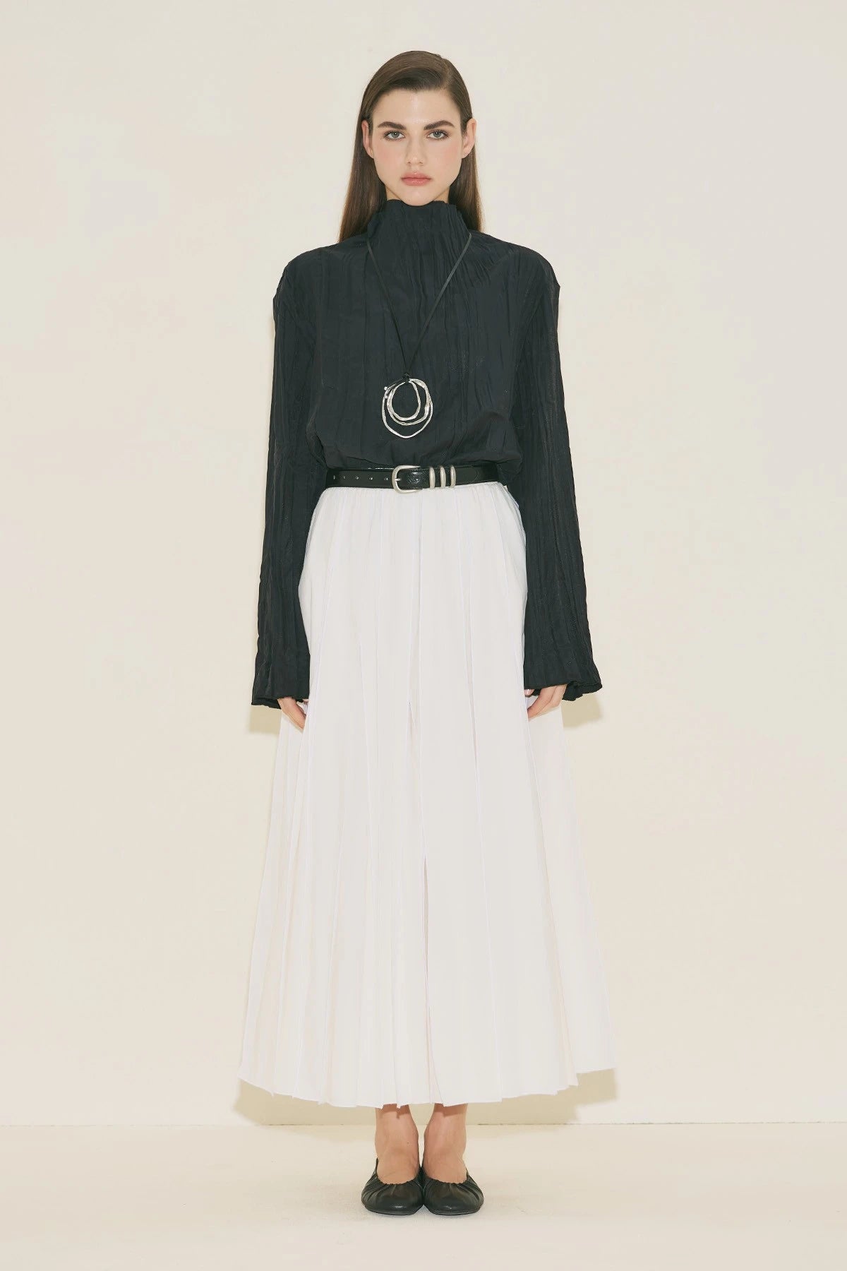 Crush Fabric Blouse Black