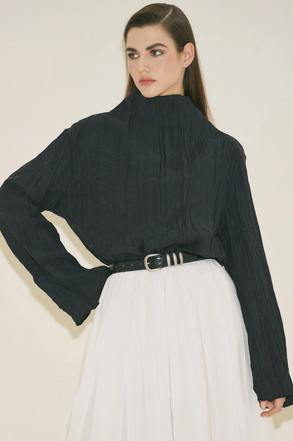 Crush Fabric Blouse Black