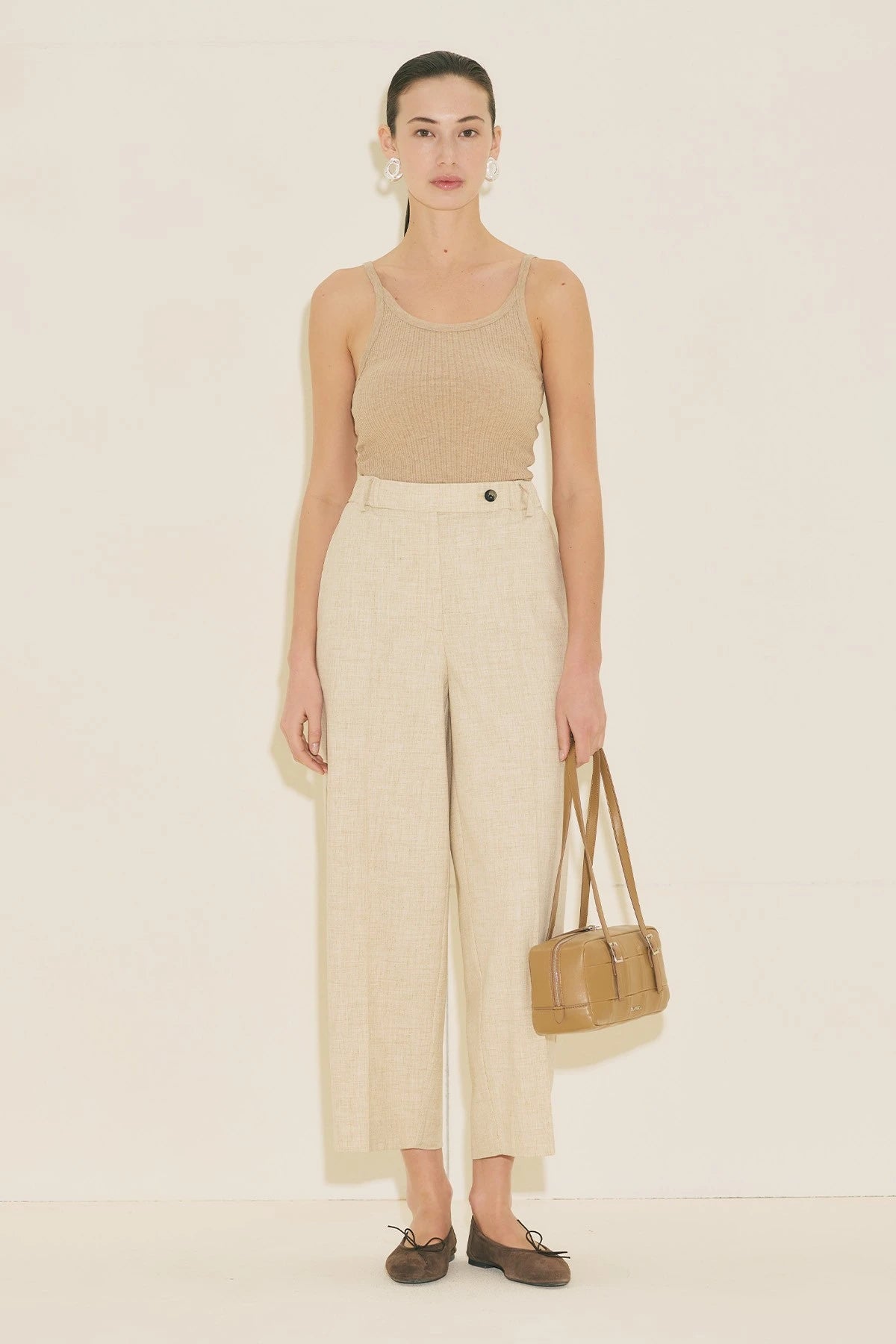 BARREL FABRIC TROUSERS BEIGE