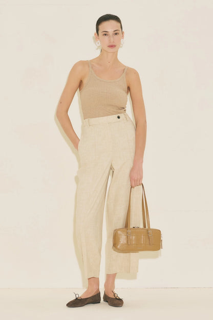 BARREL FABRIC TROUSERS BEIGE