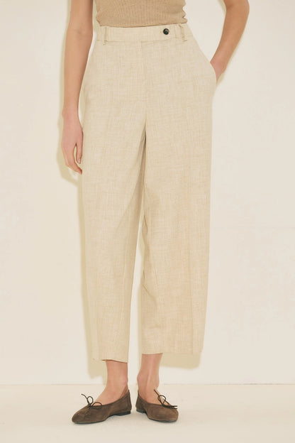 BARREL FABRIC TROUSERS BEIGE