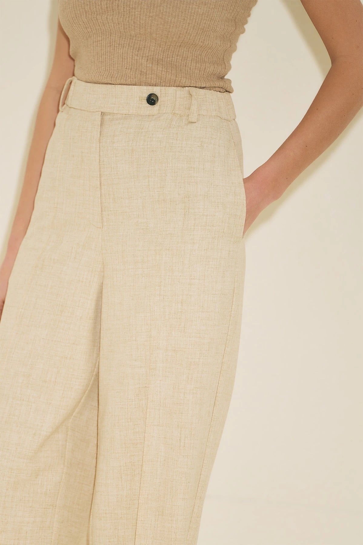 BARREL FABRIC TROUSERS BEIGE
