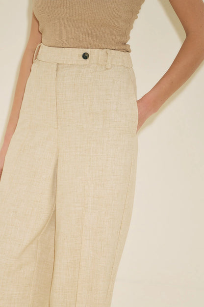 BARREL FABRIC TROUSERS BEIGE