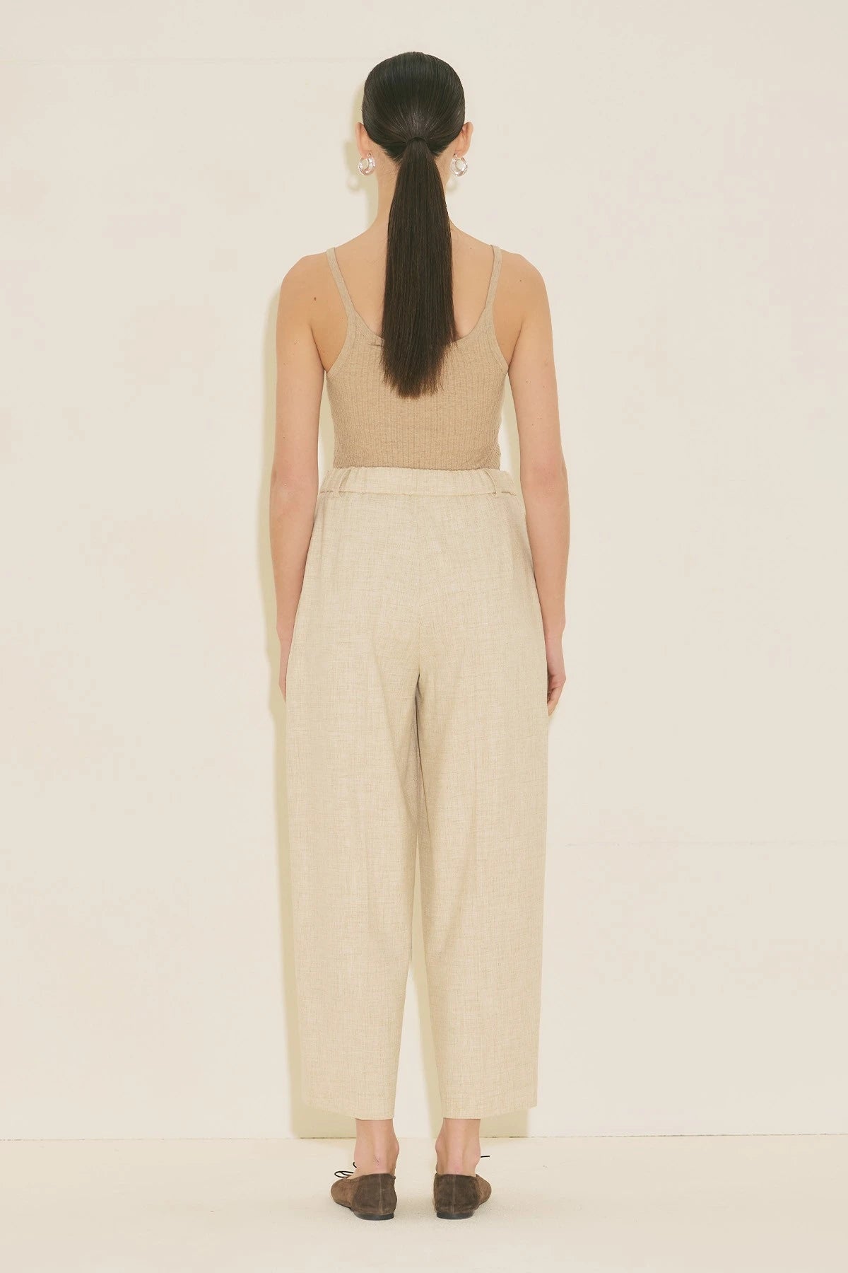 BARREL FABRIC TROUSERS BEIGE