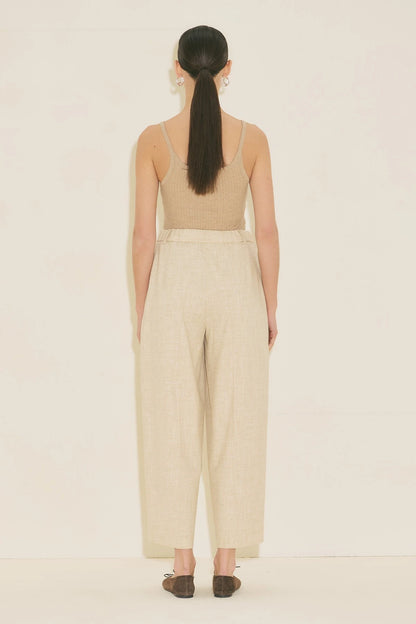 BARREL FABRIC TROUSERS BEIGE