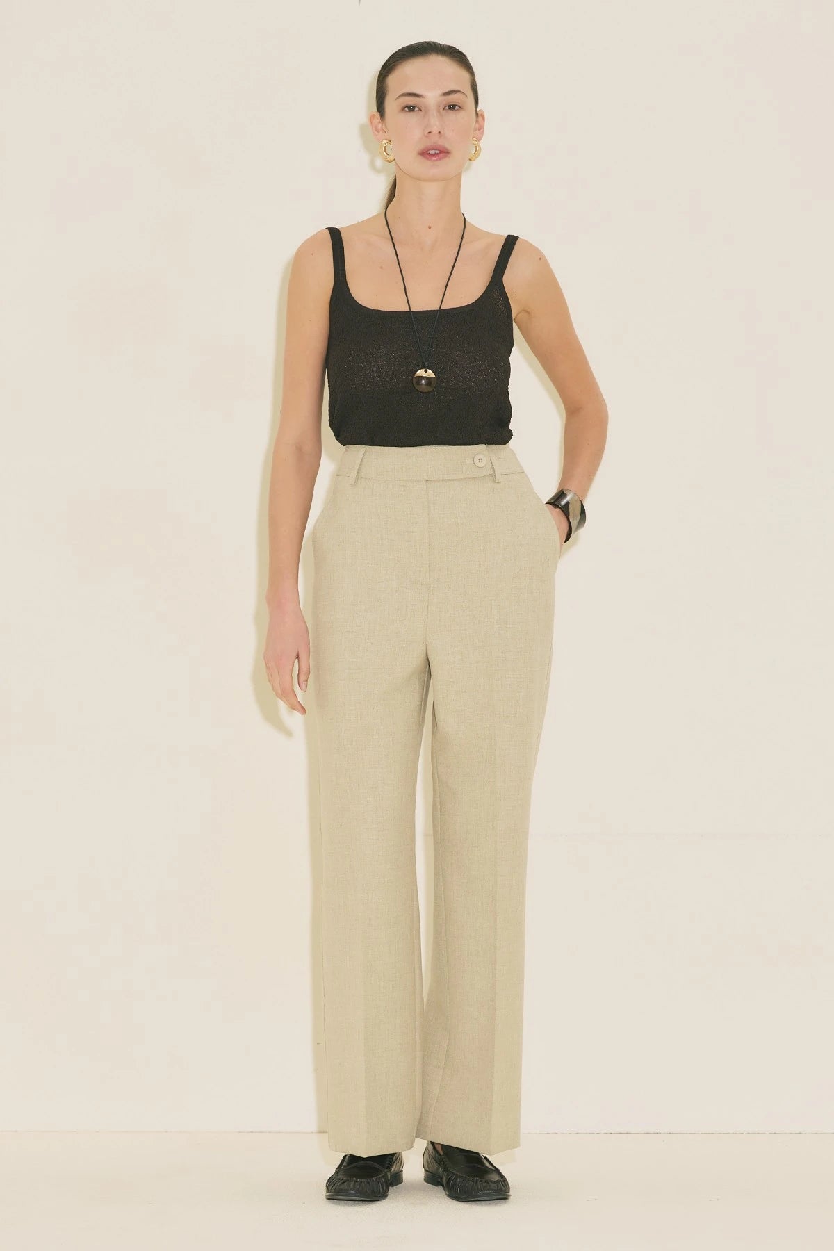 STRAIGHT CLASSIC TROUSERS BEIGE GREEN