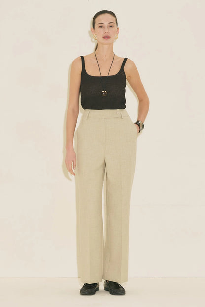STRAIGHT CLASSIC TROUSERS BEIGE GREEN