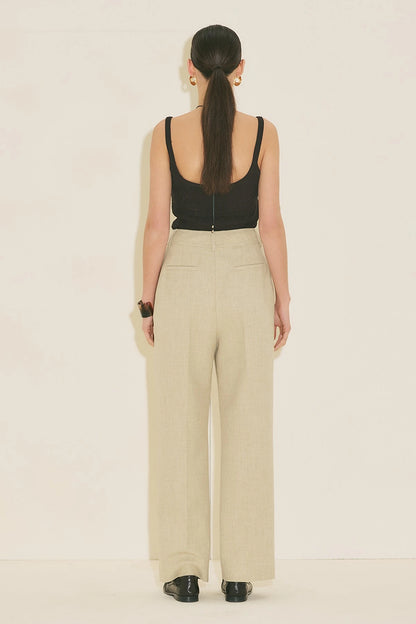 STRAIGHT CLASSIC TROUSERS BEIGE GREEN
