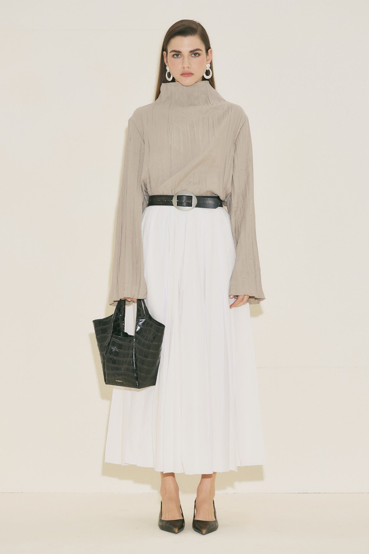 Crush Fabric Blouse Stone