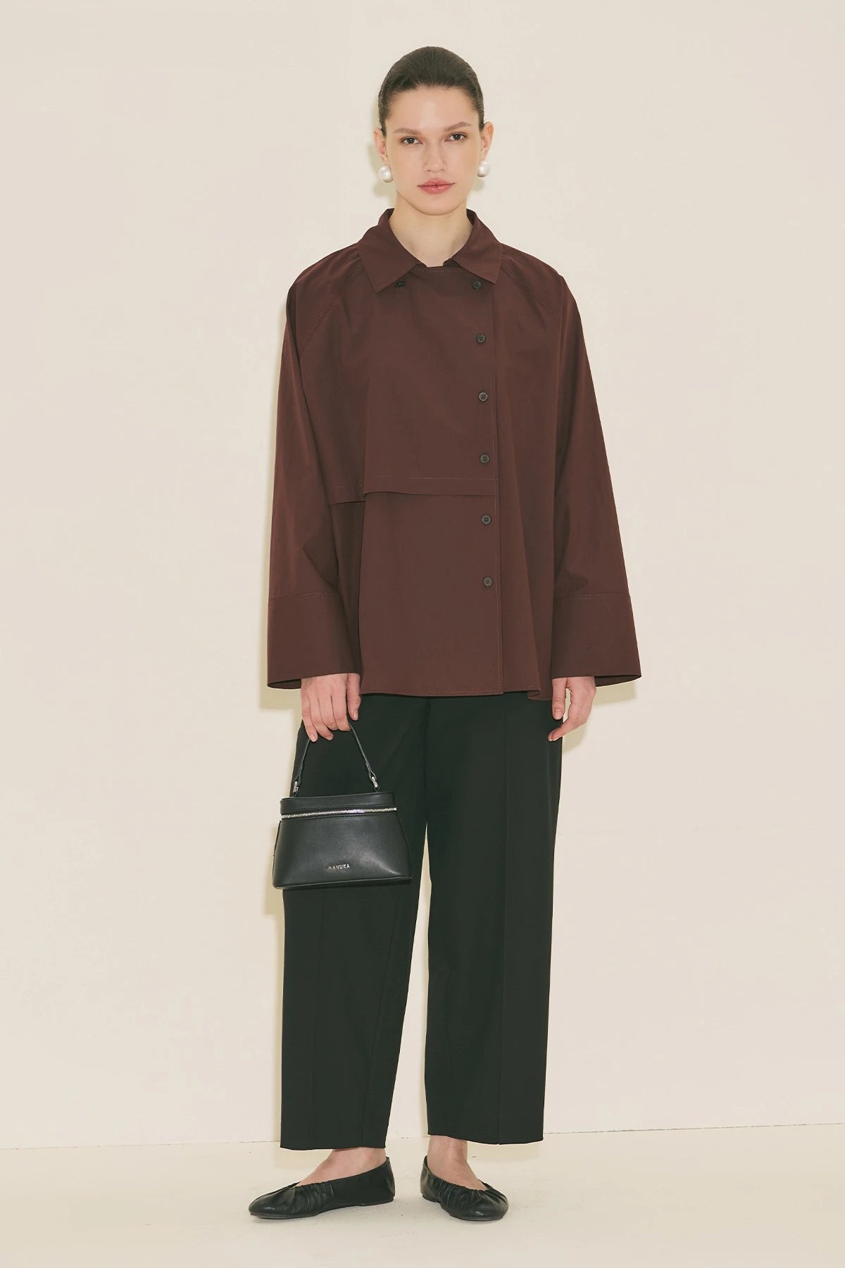 BARREL FABRIC TROUSERS Black