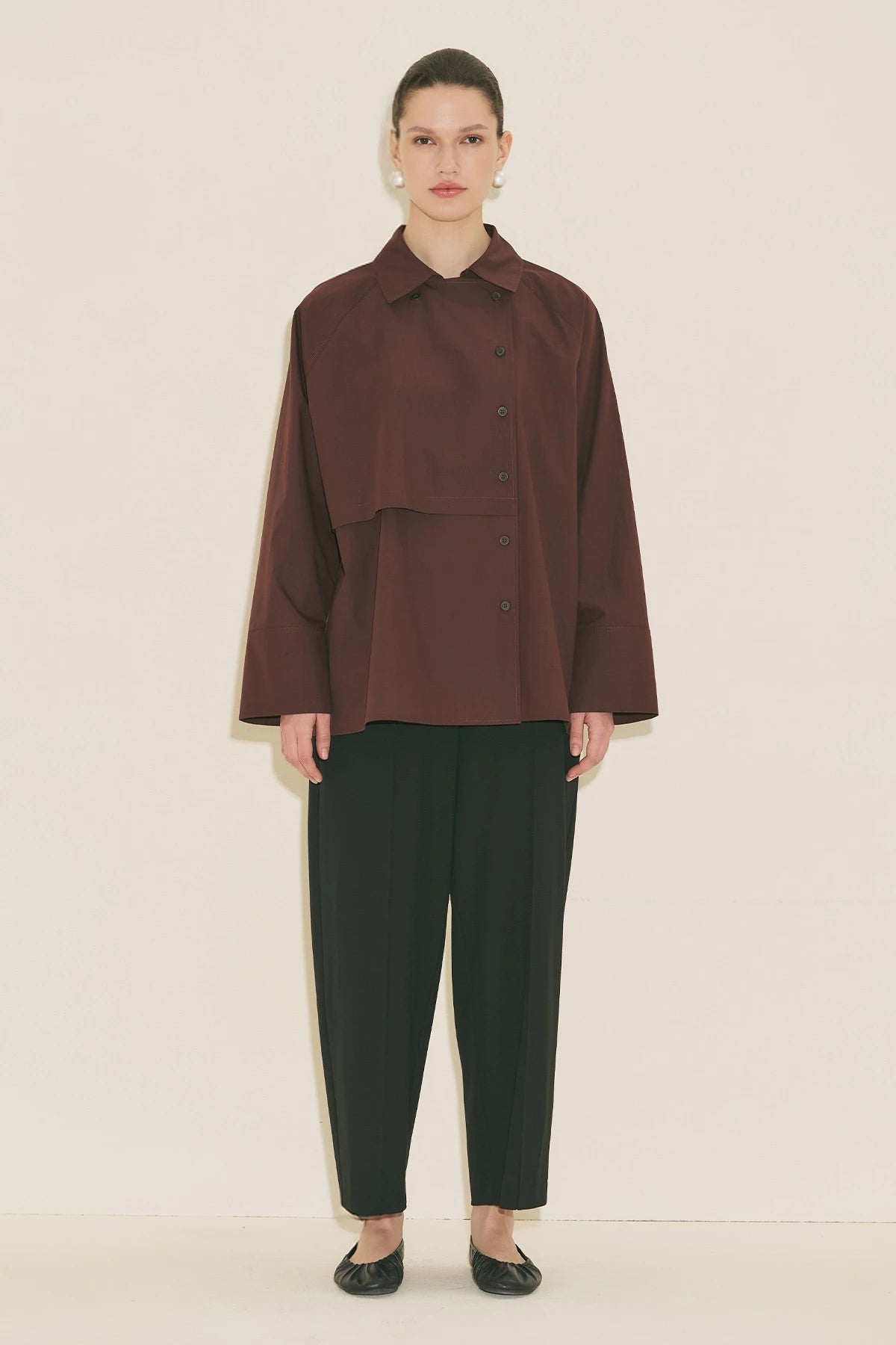 BARREL FABRIC TROUSERS Black