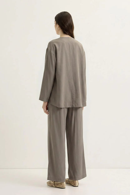 Wrap Front Modal Tunic Trousers Set Mink