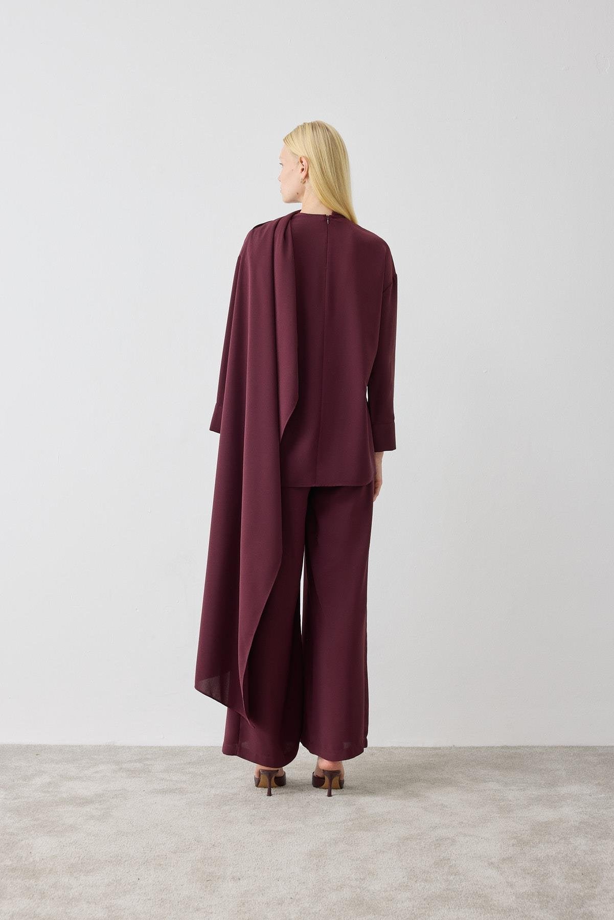 EVA CREPE SHAWL BLOUSE - PALAZZO PANTS SET