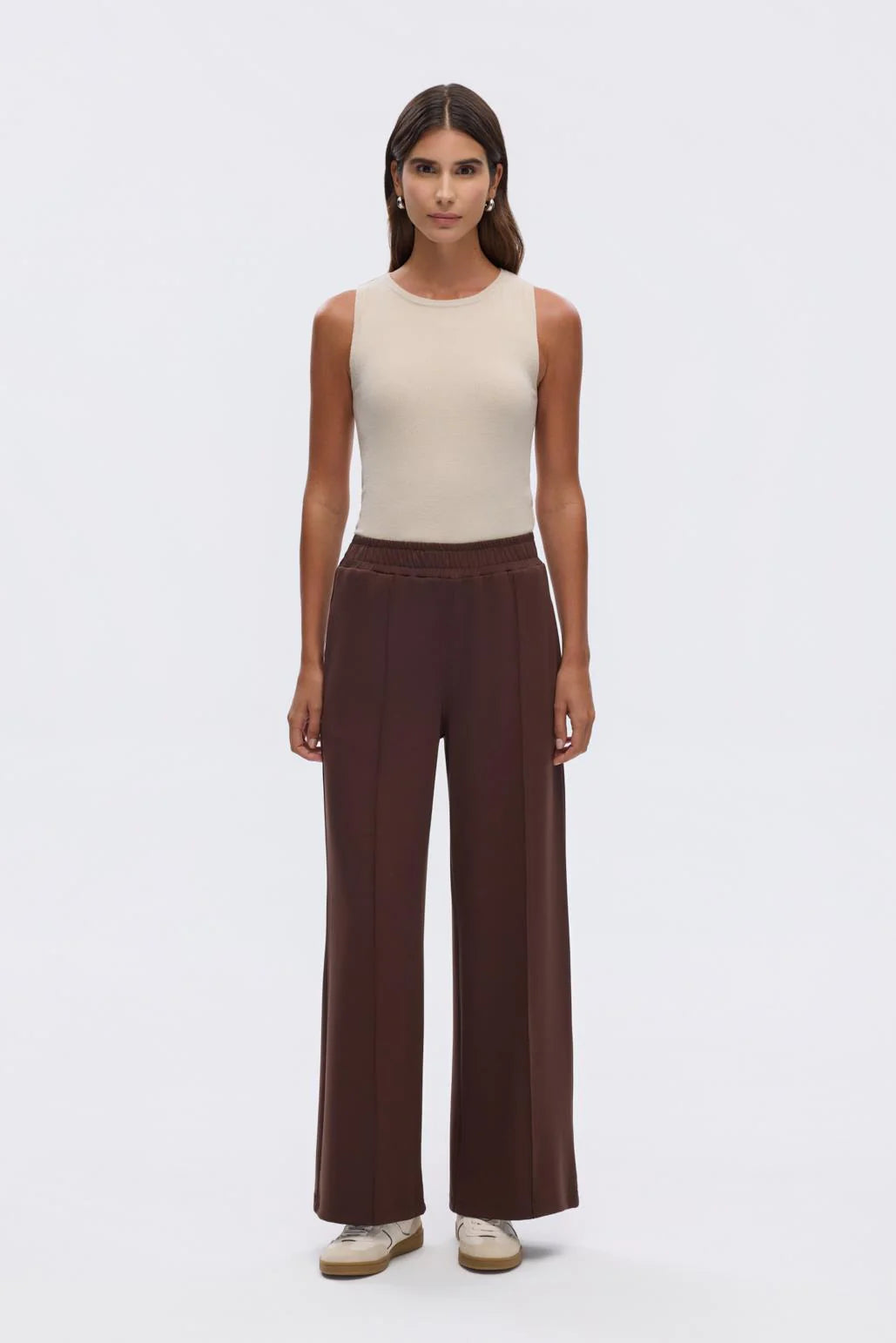 Modal Knit Asymmetrical Cut Co-Ord Set Brown