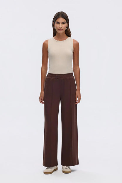 Modal Knit Asymmetrical Cut Co-Ord Set Brown