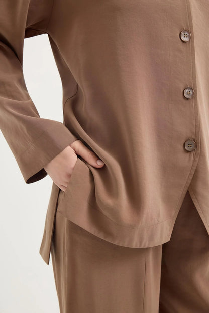 Buttoned Modal Tunic and Pants Set (Earth)