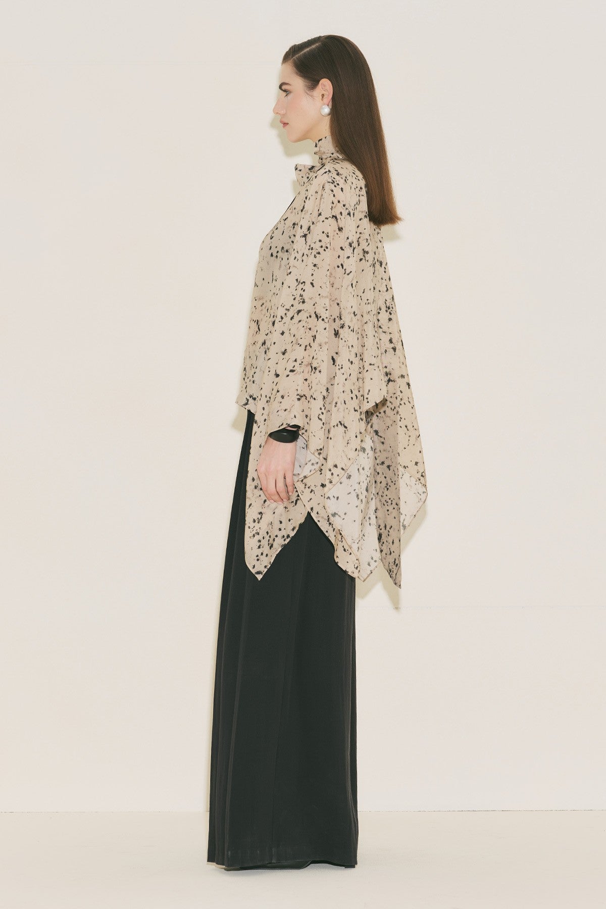 Shawl Detailed Blouse Cape Animal Print