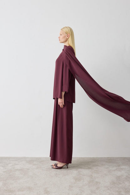 EVA CREPE SHAWL BLOUSE - PALAZZO PANTS SET