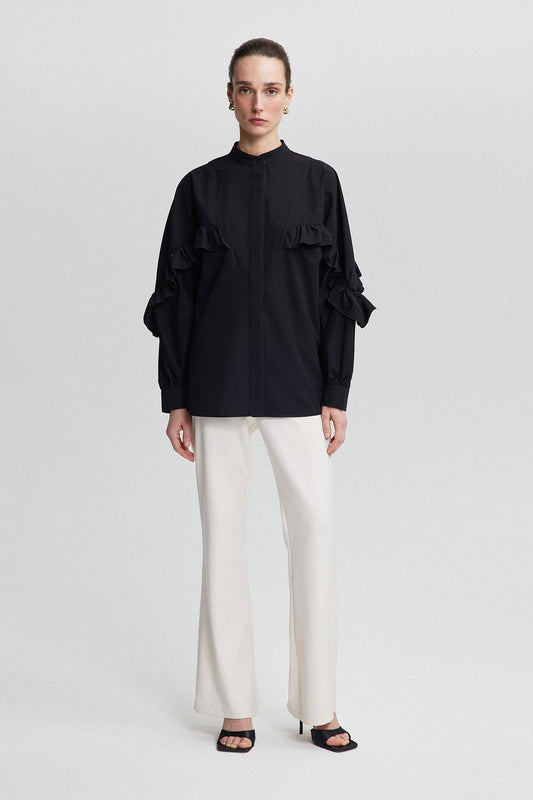 FRILL DETAILED POPLIN SHIRT
