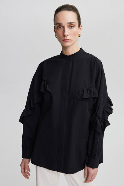 FRILL DETAILED POPLIN SHIRT