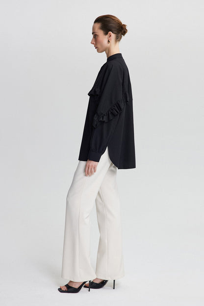 FRILL DETAILED POPLIN SHIRT