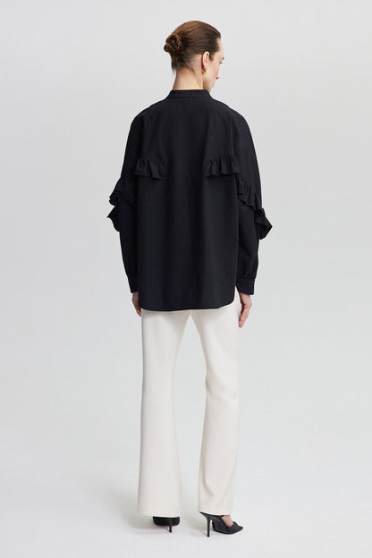 FRILL DETAILED POPLIN SHIRT
