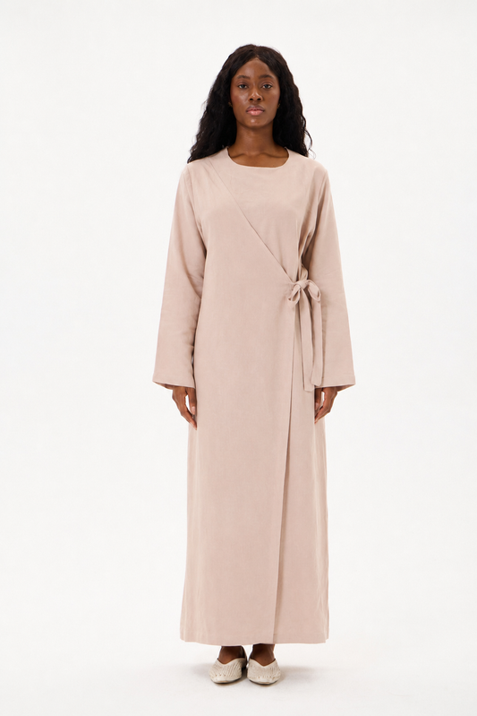 Evan Wrap Linen Dress Blush