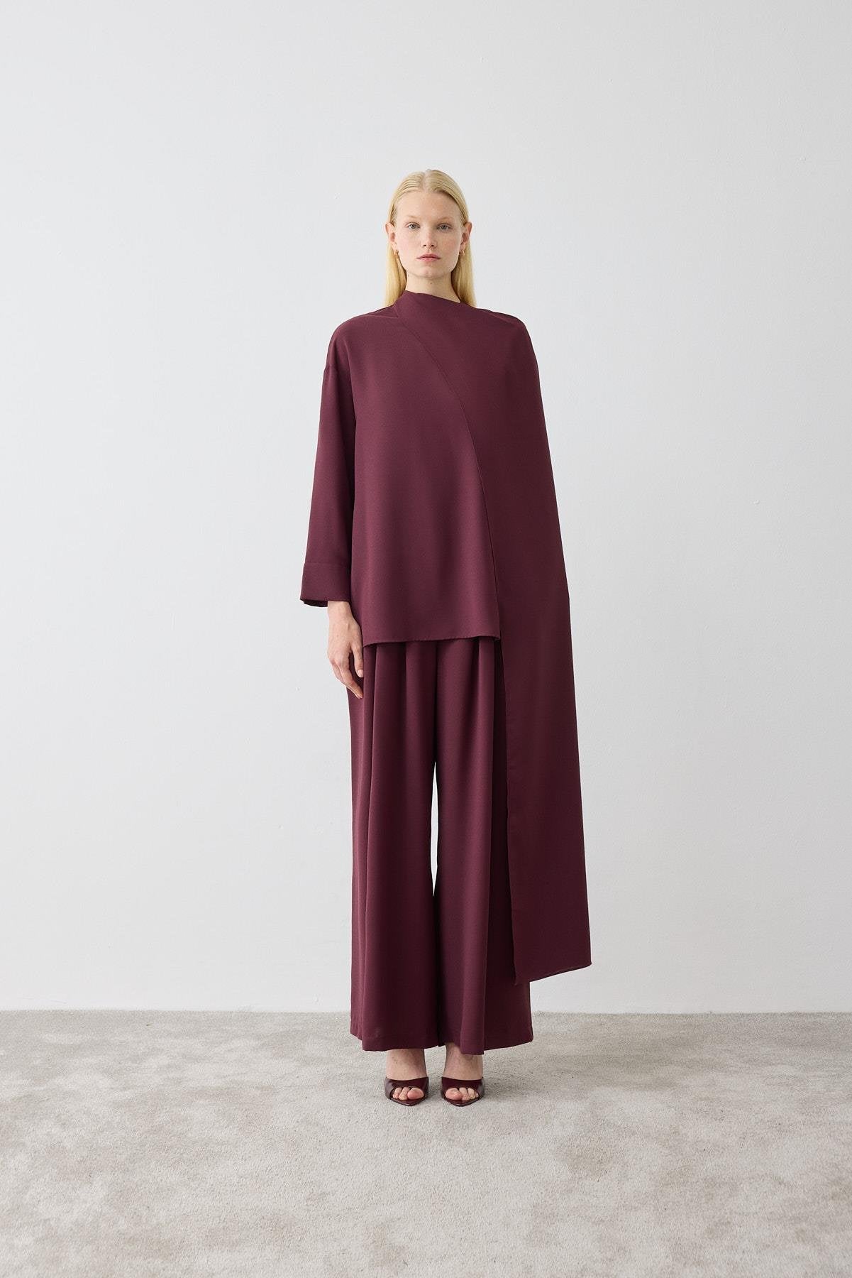 EVA CREPE SHAWL BLOUSE - PALAZZO PANTS SET
