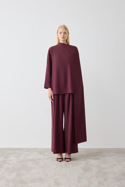 EVA CREPE SHAWL BLOUSE - PALAZZO PANTS SET